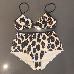 Solid and Striped Brigitte Leopard Bikini